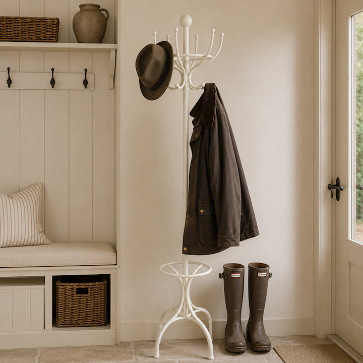 CREAM COAT & HAT STAND 33x45x188cm